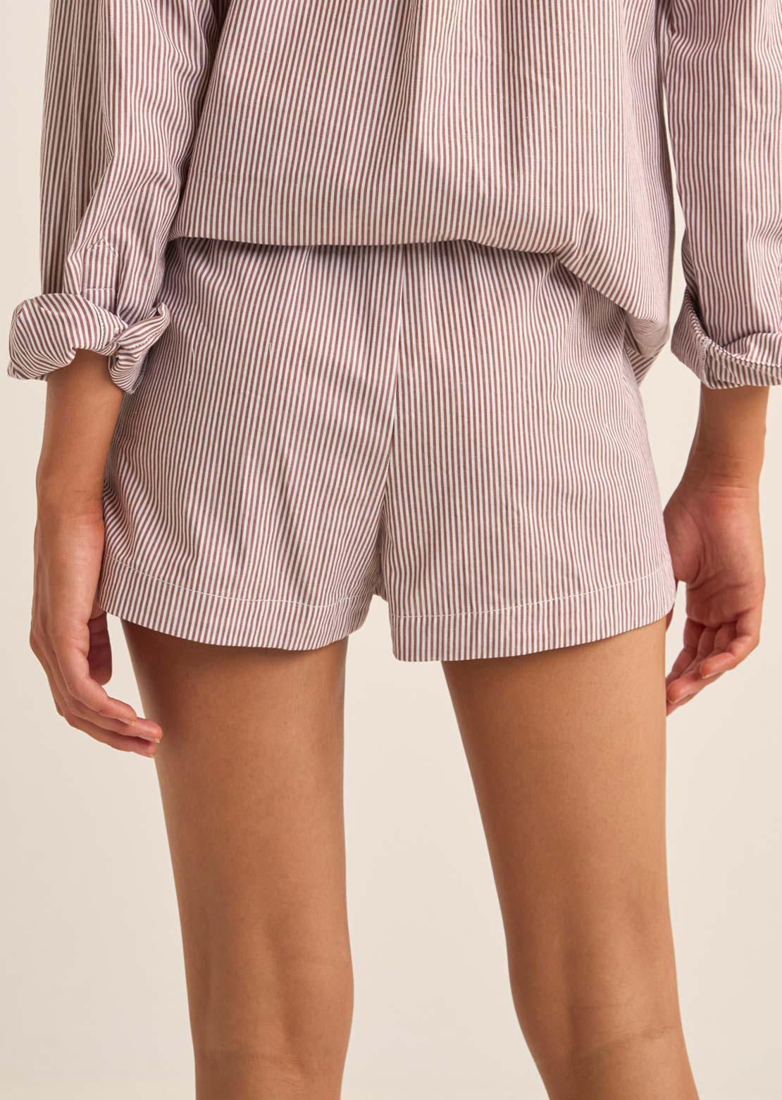 Rhythm Women's Zephyr Stripe Beach Shorts Chocolate