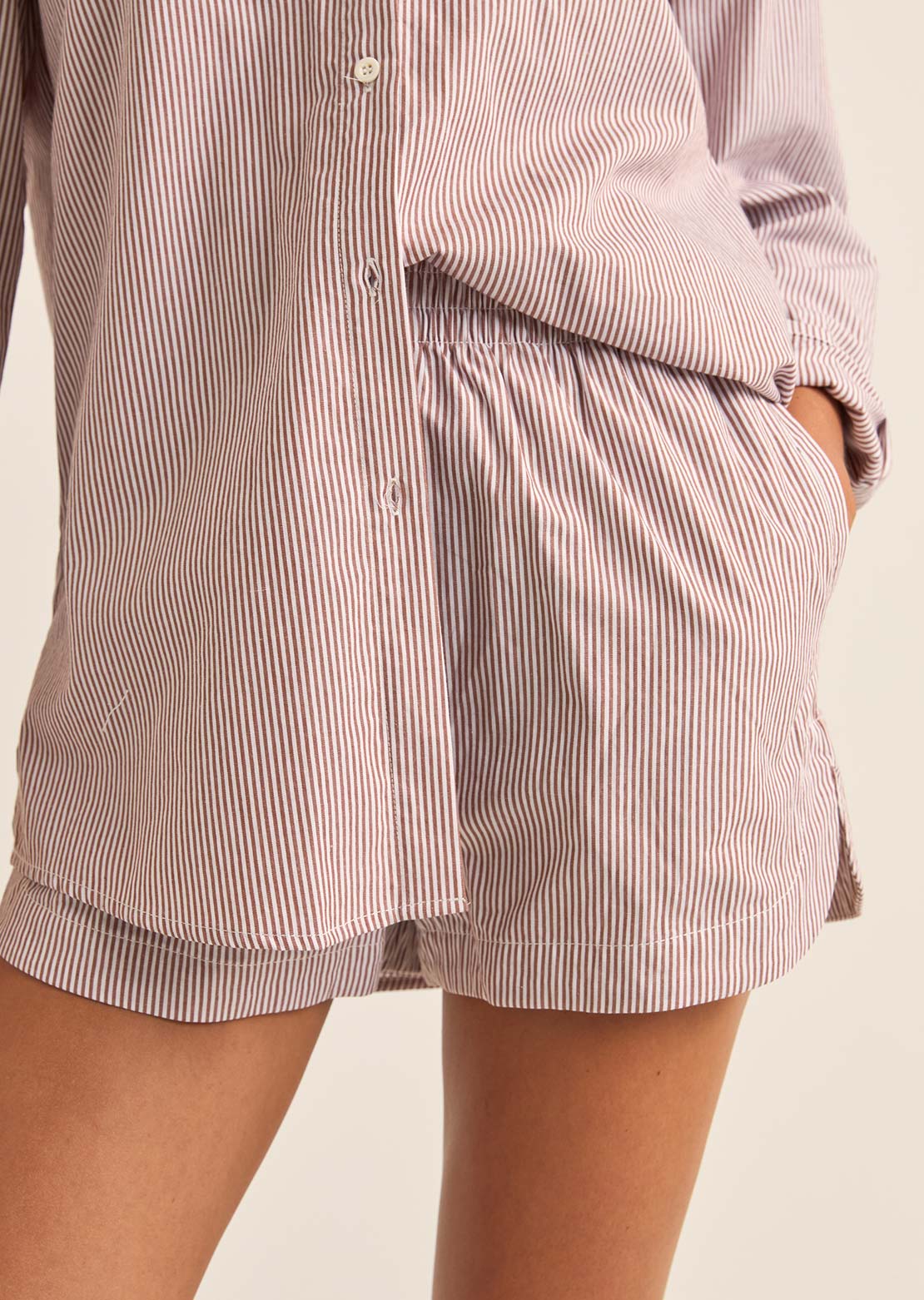 Rhythm Women's Zephyr Stripe Beach Shorts Chocolate