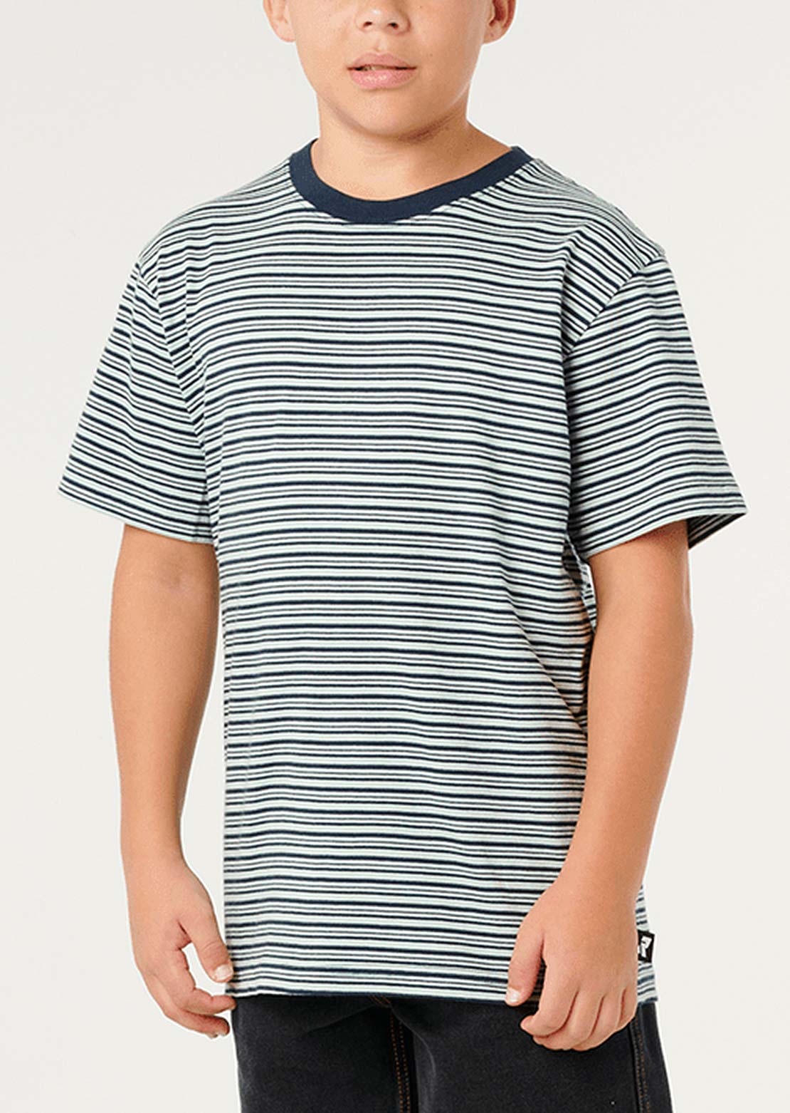 Rip Curl Junior AOTS Schuyler Stripe T-Shirt Dark Navy