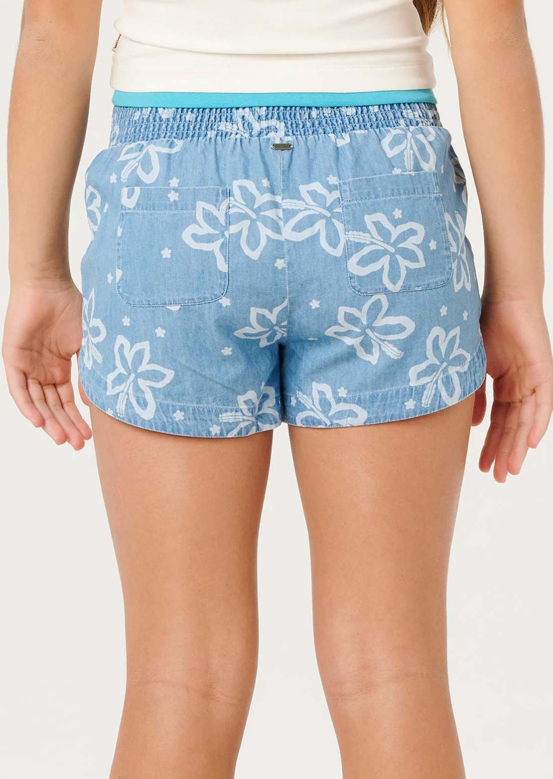 Rip Curl Junior Chambray Floral Shorts Washed Blue