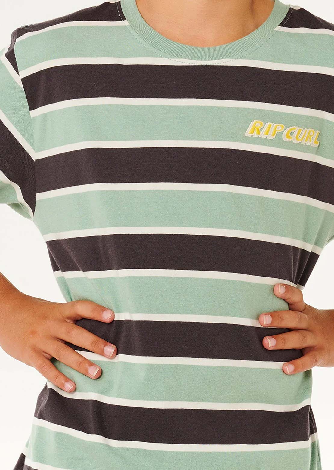 Rip Curl Junior Eternal Shred Stripe T-Shirt Aloe