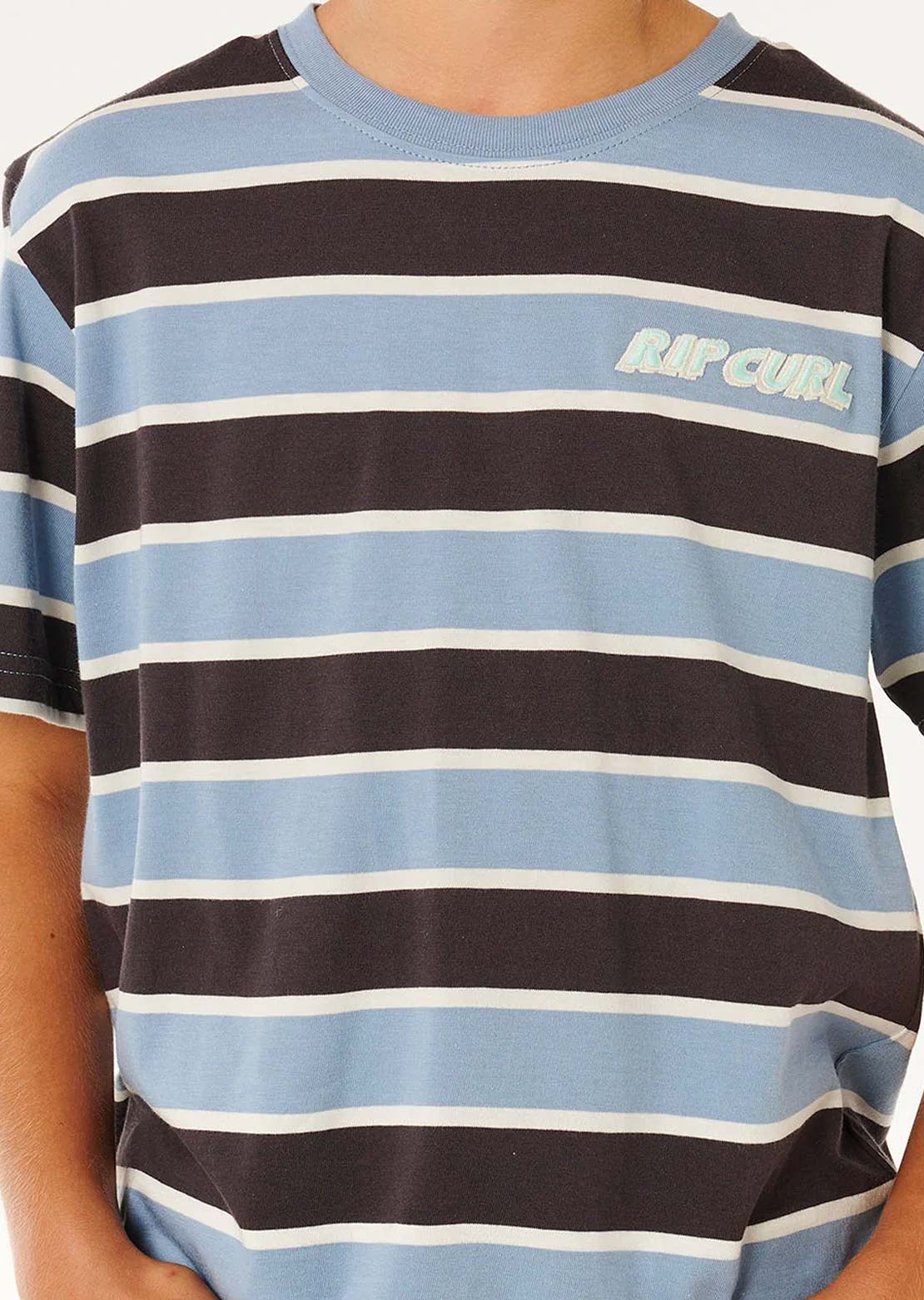 Rip Curl Junior Eternal Shred Stripe T-Shirt Faded Denim