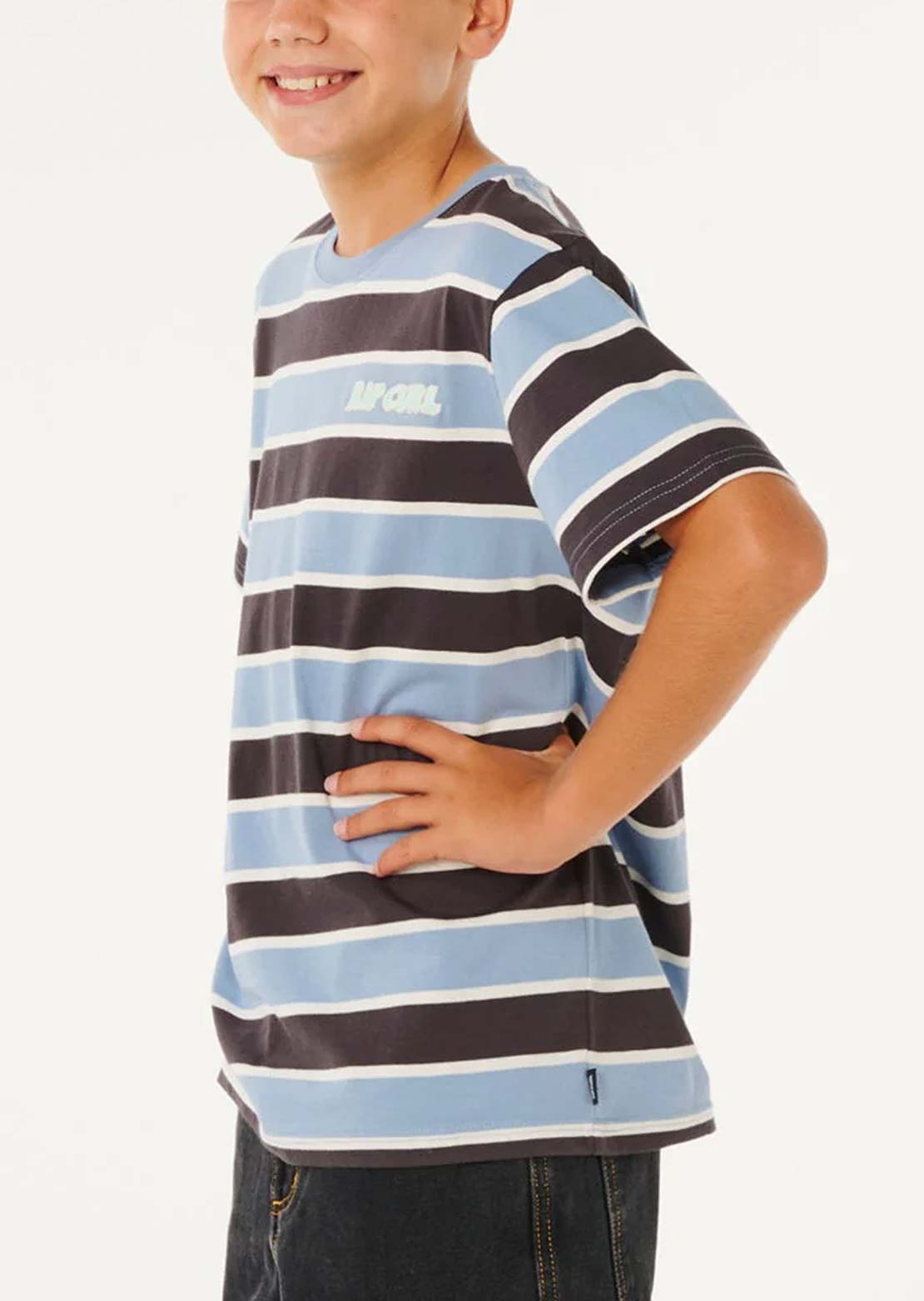 Rip Curl Junior Eternal Shred Stripe T-Shirt Faded Denim