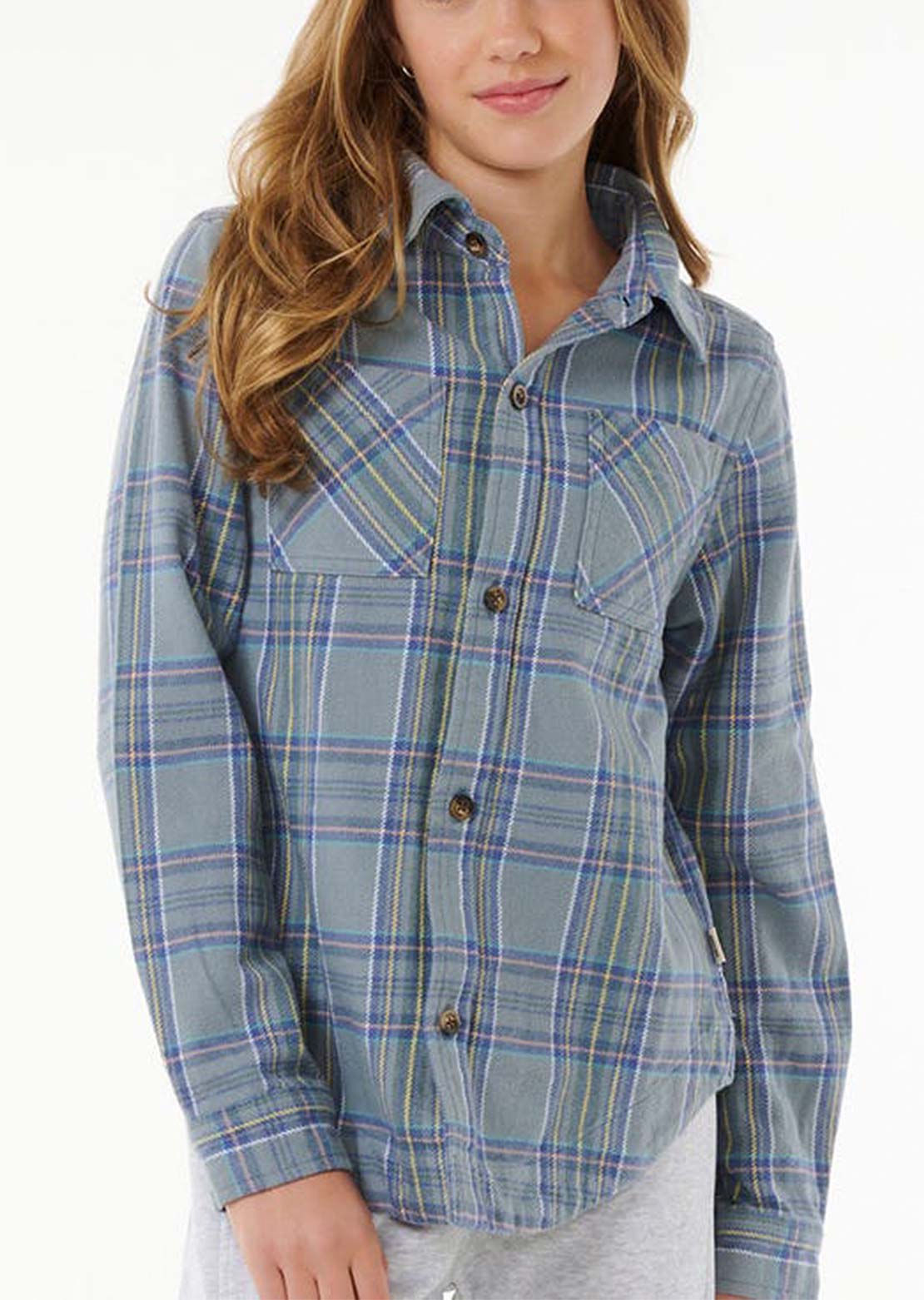 Rip Curl Junior High Tide Soft Flannel Jacket Mineral Blue
