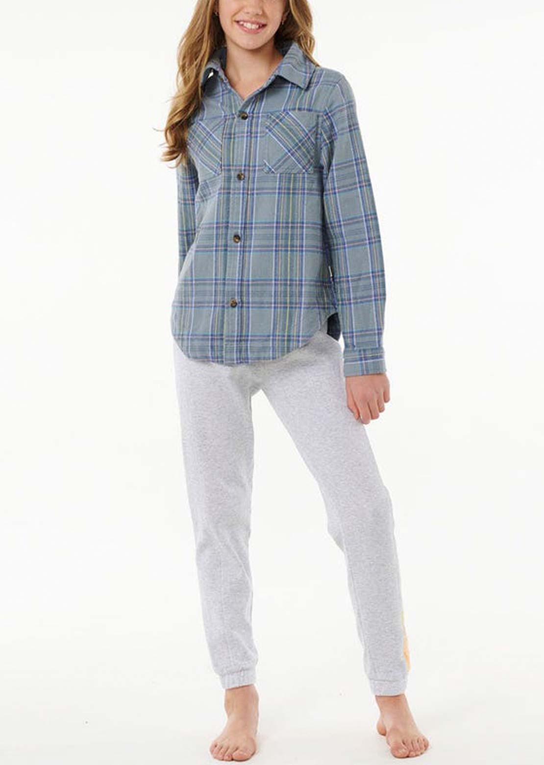 Rip Curl Junior High Tide Soft Flannel Jacket Mineral Blue