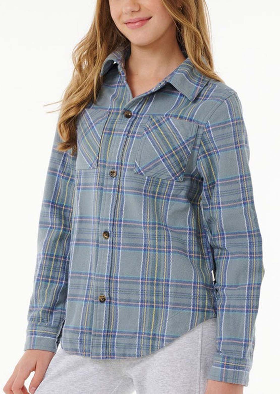 Rip Curl Junior High Tide Soft Flannel Jacket Mineral Blue