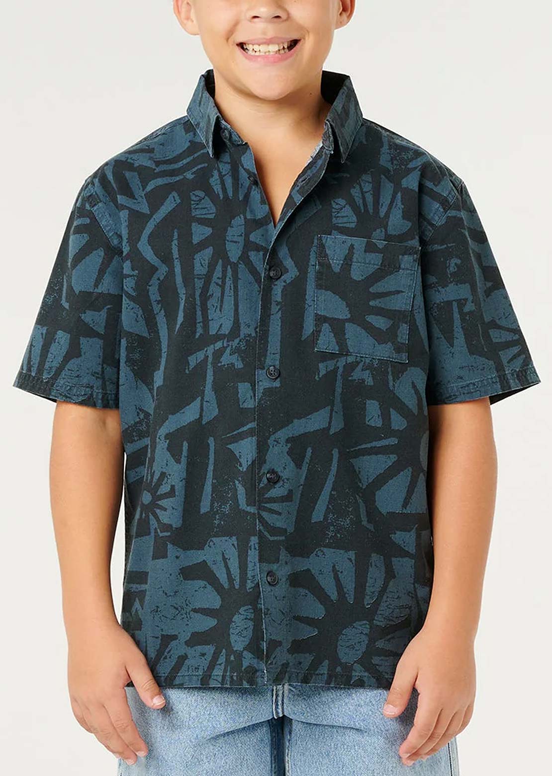 Rip Curl Junior Liquid Trips Mason Button Up Shirt Washed Black