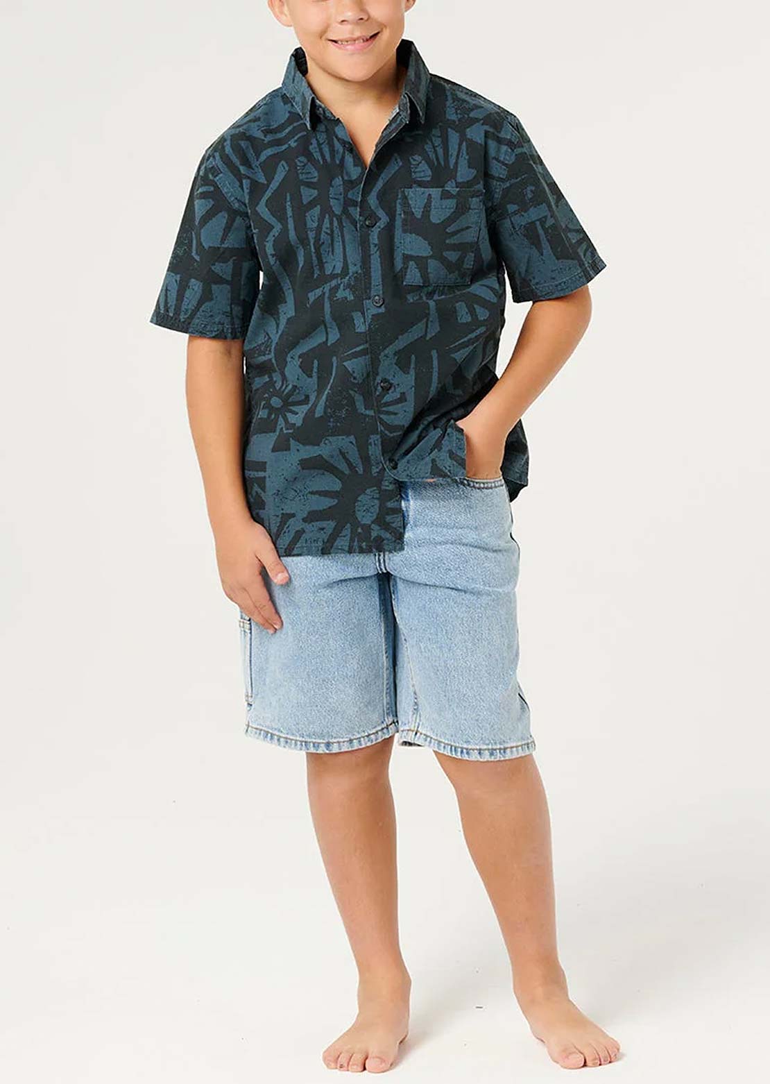 Rip Curl Junior Liquid Trips Mason Button Up Shirt Washed Black