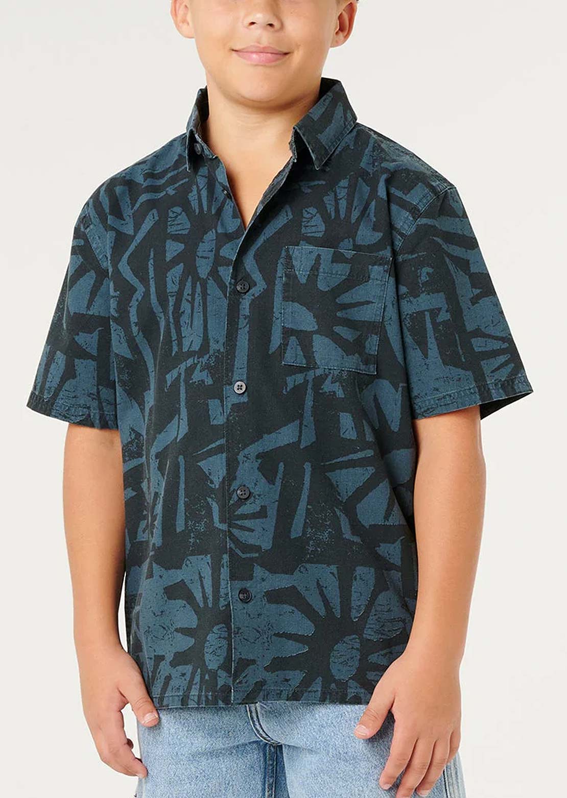 Rip Curl Junior Liquid Trips Mason Button Up Shirt Washed Black
