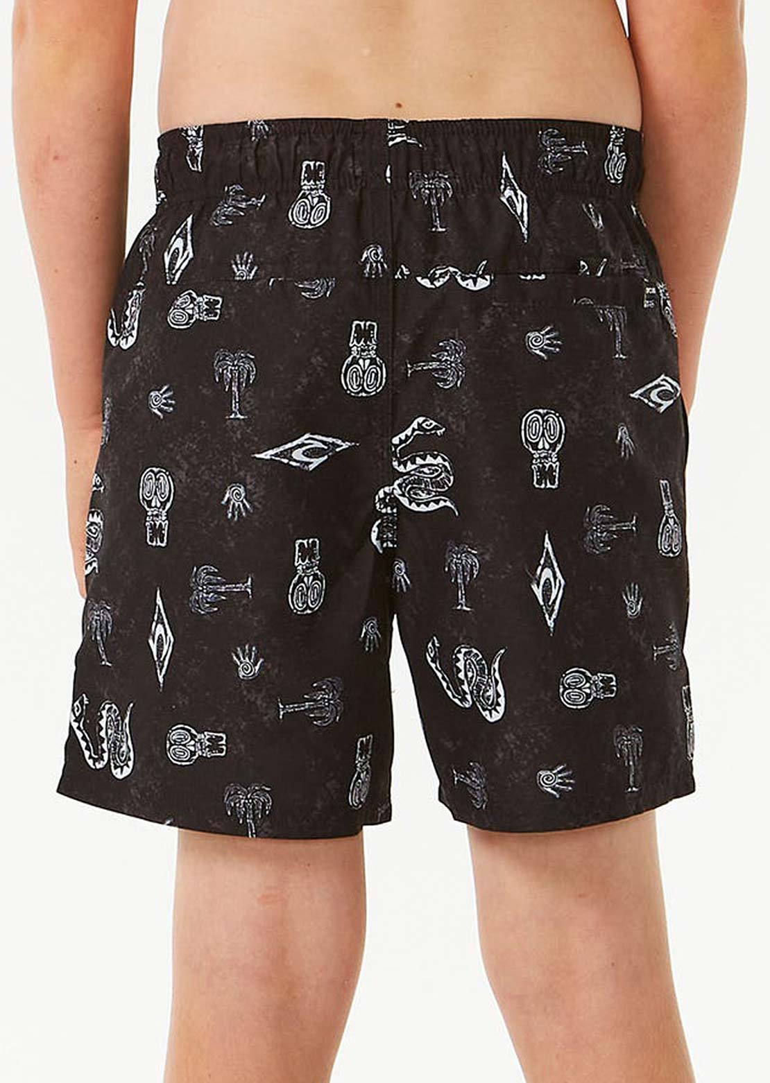Rip Curl Junior Lost Islands Motif Volley Shorts Black