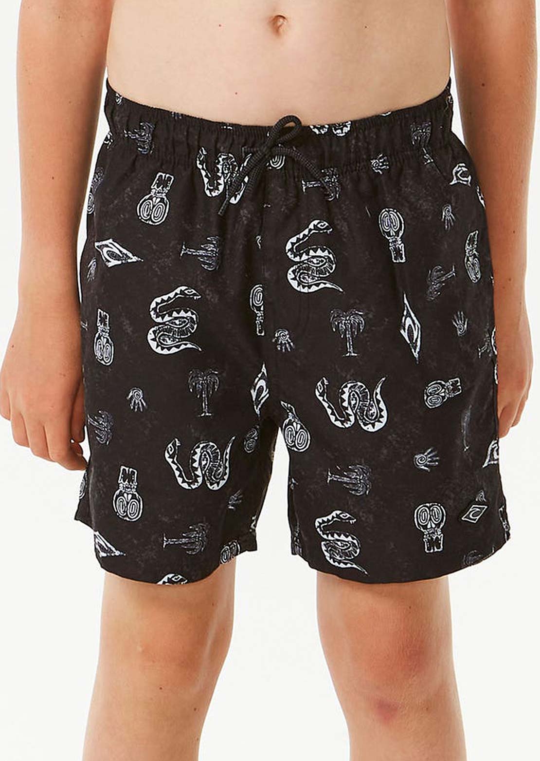 Rip Curl Junior Lost Islands Motif Volley Shorts Black