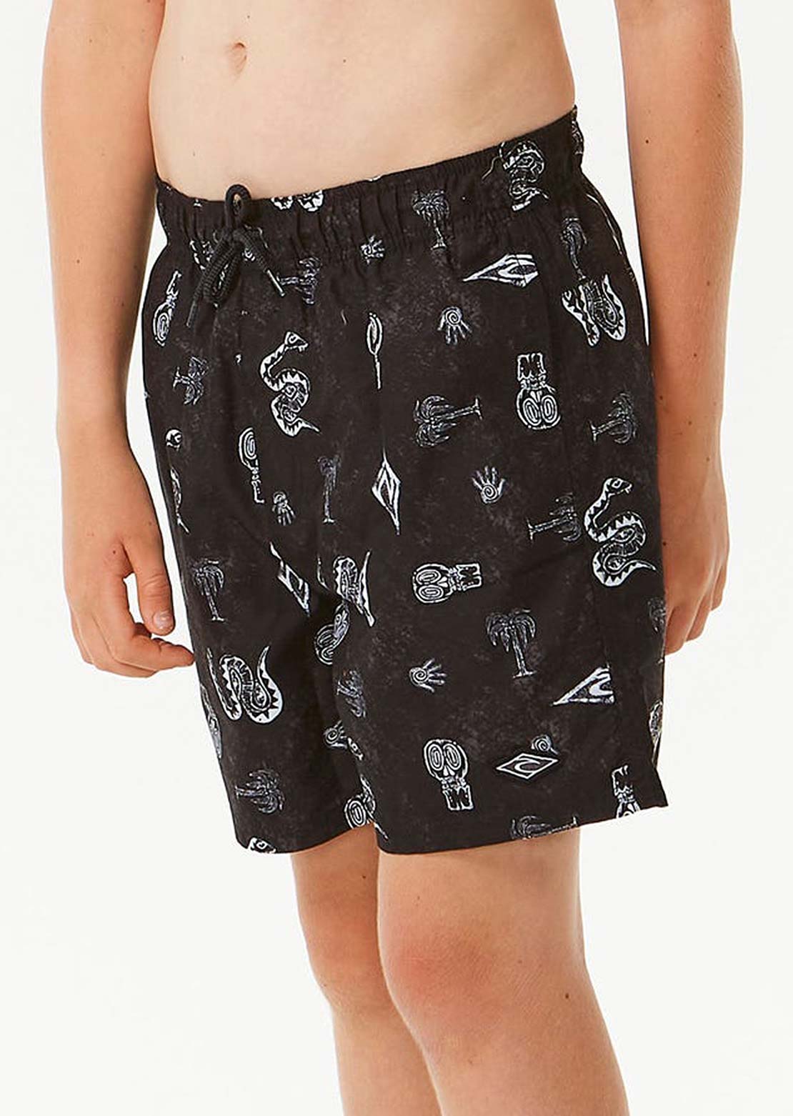 Rip Curl Junior Lost Islands Motif Volley Shorts Black