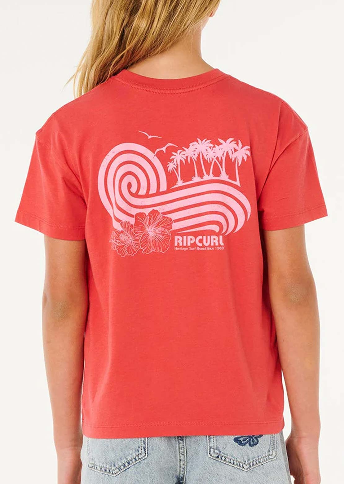 Rip Curl Junior Ocean Break Relaxed T-Shirt Deep Red