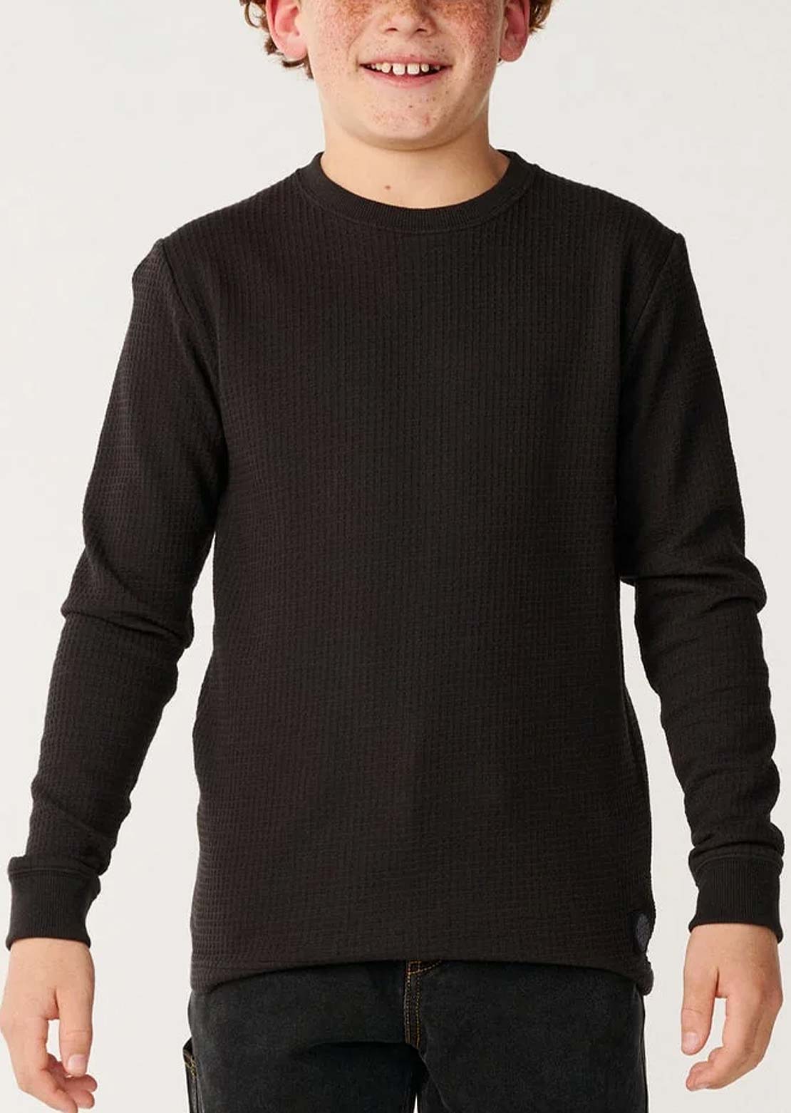 Rip Curl Junior Premium Surf Waffle Longsleeve Washed Black
