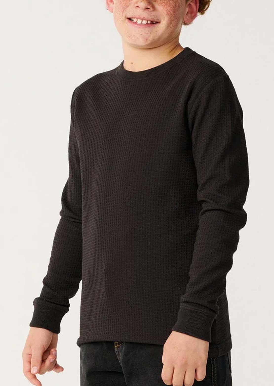 Rip Curl Junior Premium Surf Waffle Longsleeve Washed Black