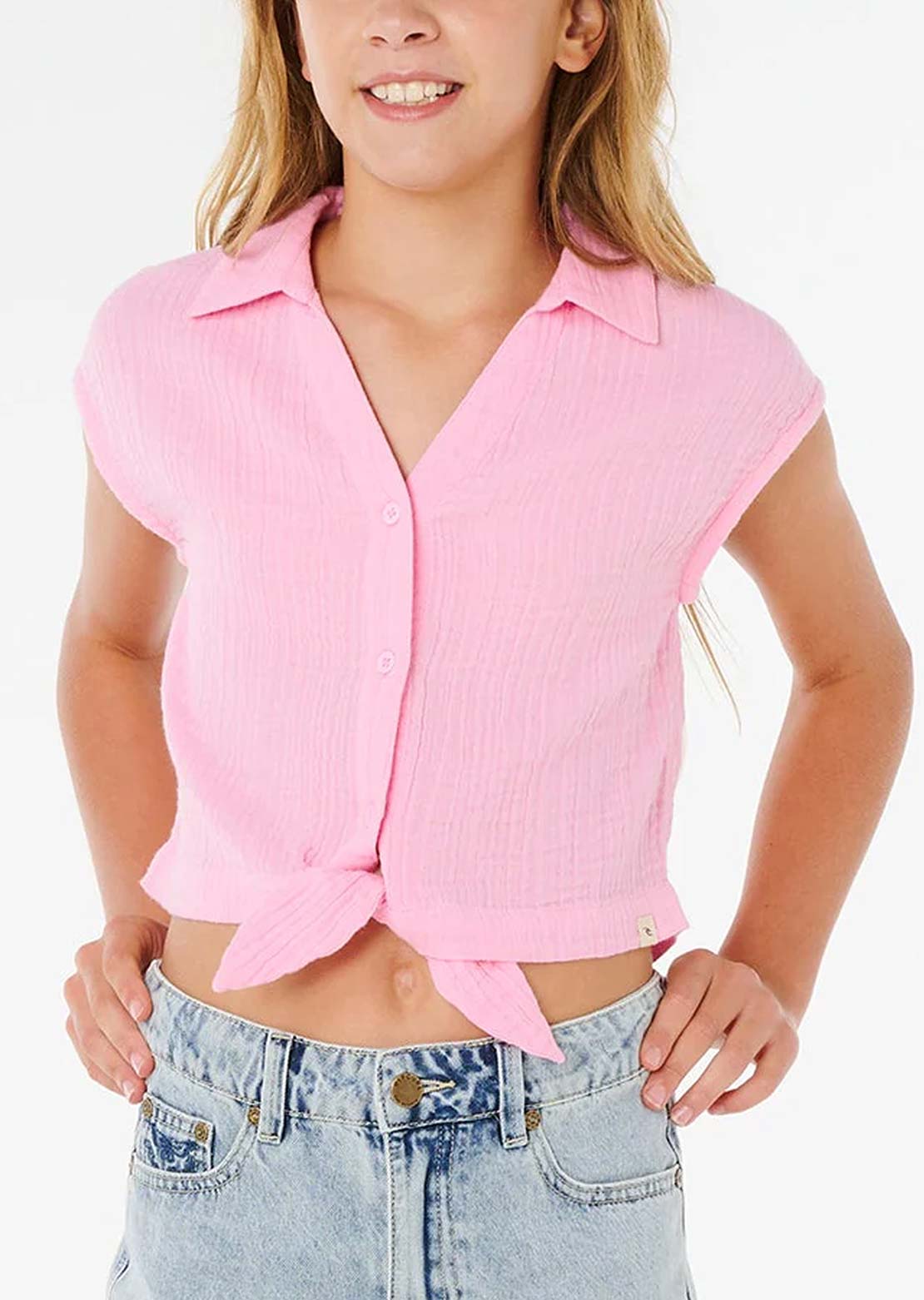 Rip Curl Junior Premium Surf Woven Top Bright Pink