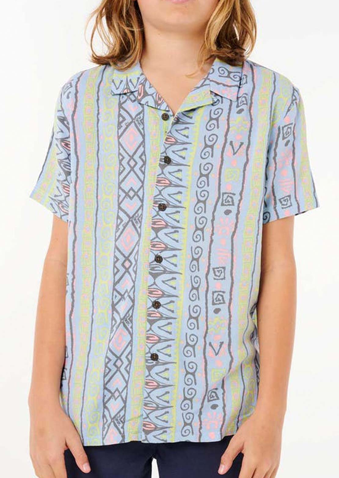 Rip Curl Junior Raw Energy 3 Button Up Shirts Ice Blue