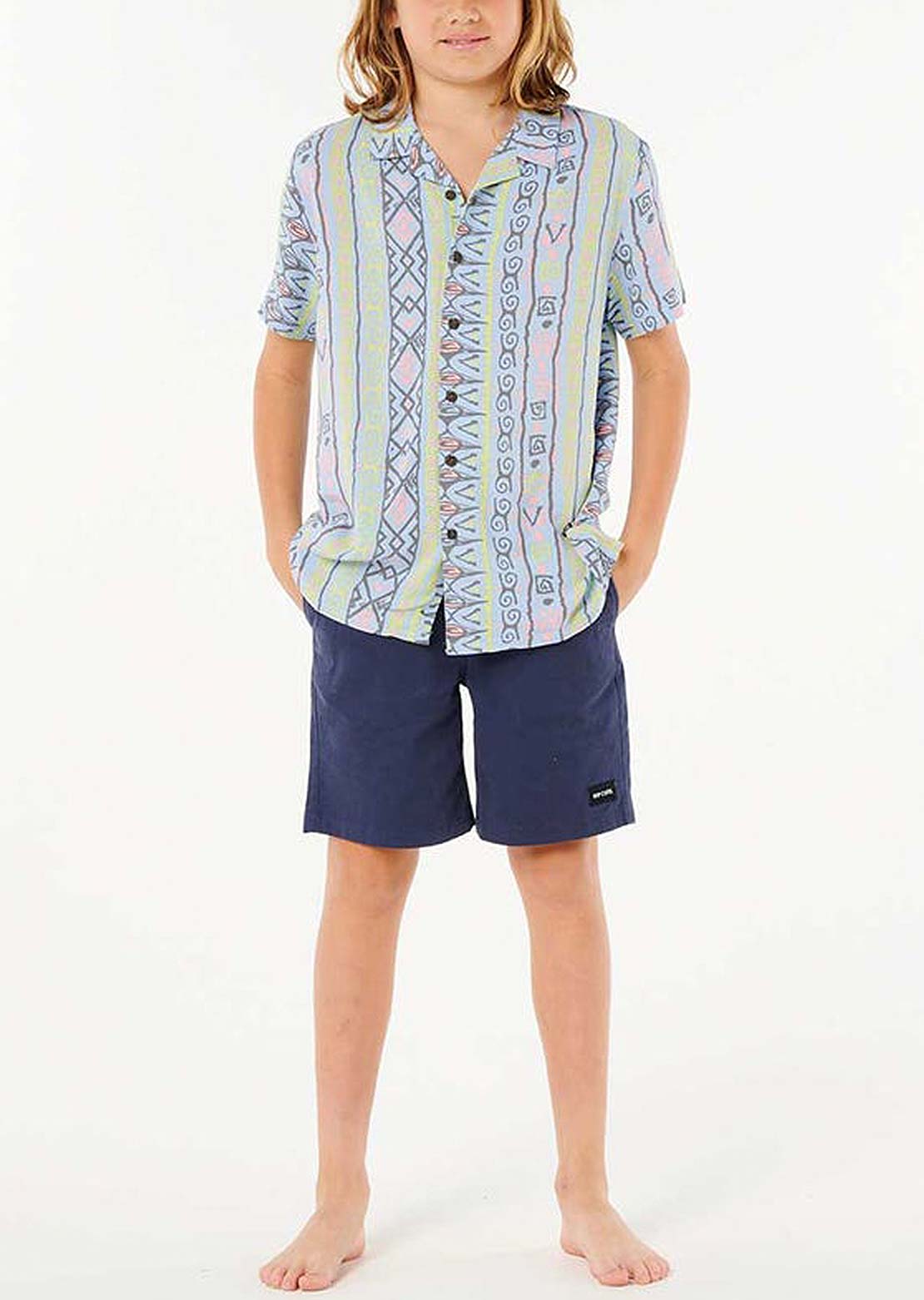 Rip Curl Junior Raw Energy 3 Button Up Shirts Ice Blue