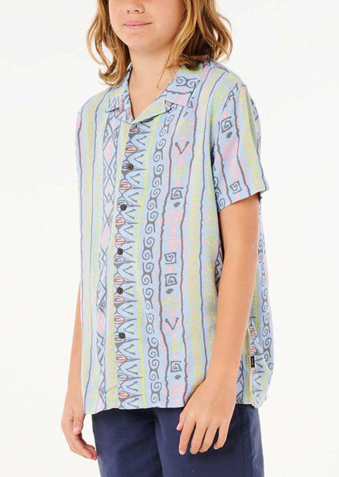 Rip Curl Junior Raw Energy 3 Button Up Shirts Ice Blue