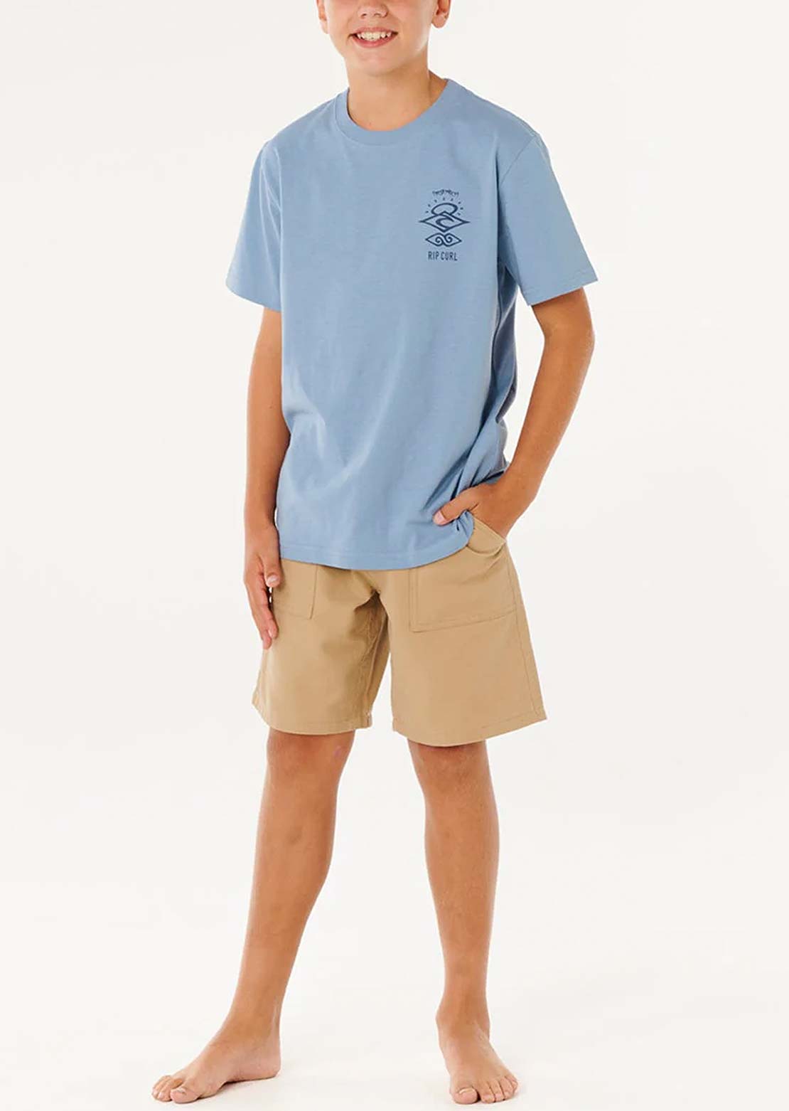Rip Curl Junior Search Icon T-Shirt Faded Denim