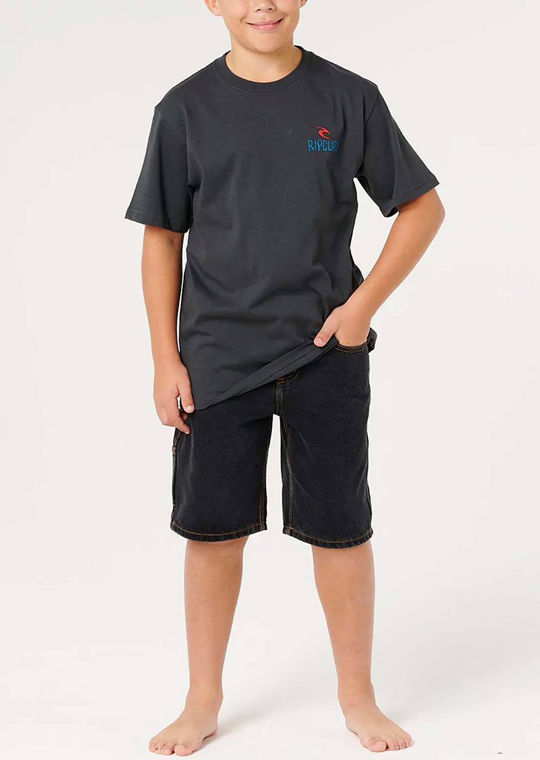 Rip Curl Junior Shred Til Dead T-Shirt Washed Black