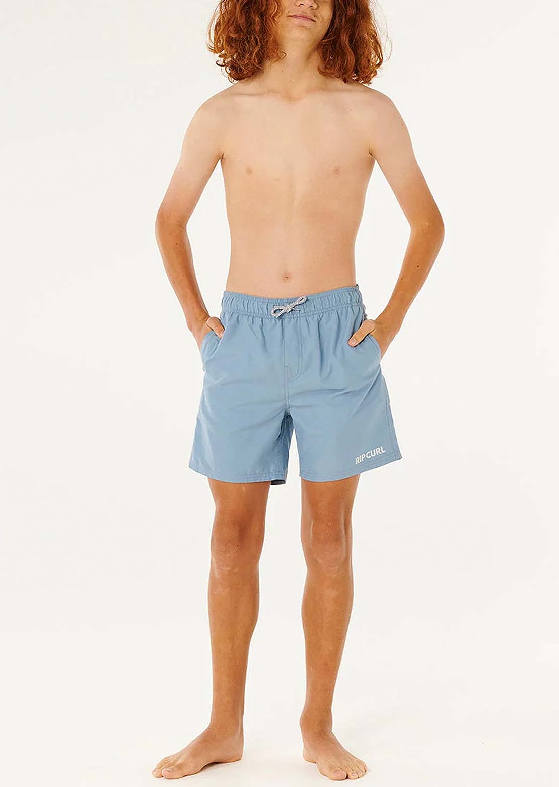 Rip Curl Junior Streamline Offset Volley Shorts Faded Denim