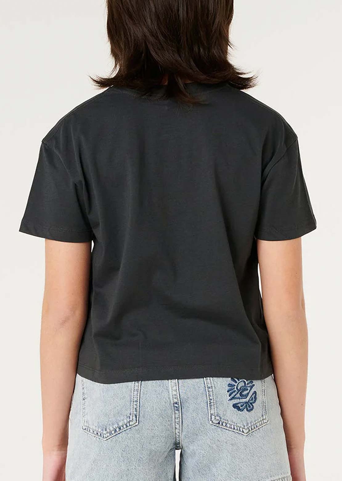 Rip Curl Junior Tropical Dawn Crop T-Shirt Washed Black