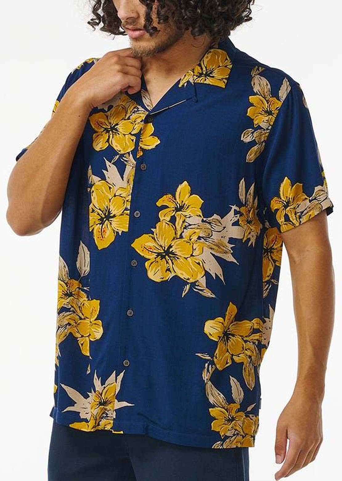 Rip Curl Men's Aloha Hotel Button Up Shirt Washed Navy
