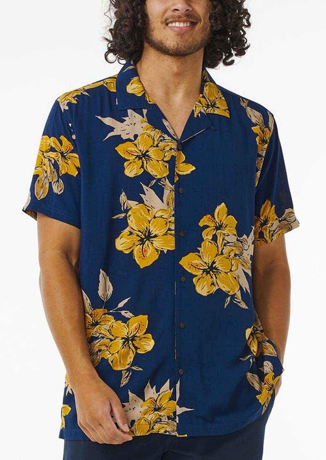 Rip Curl Men's Aloha Hotel Button Up Shirt Washed Navy