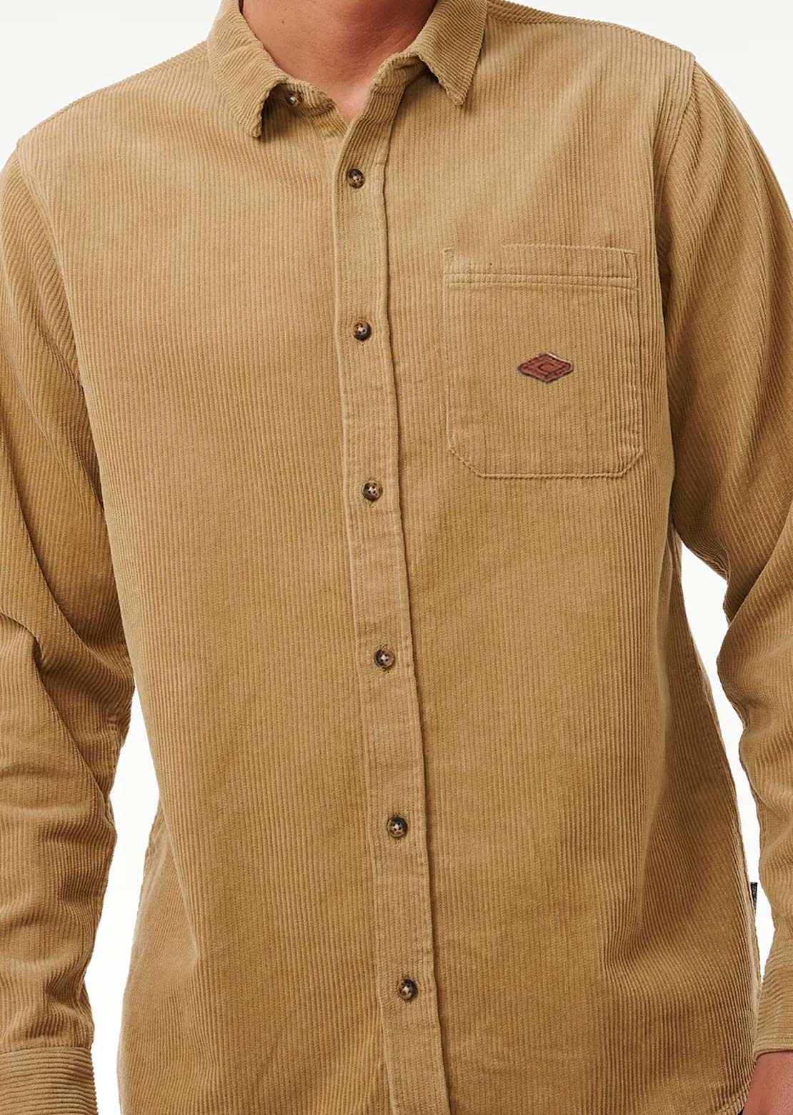 Rip Curl Men's Classic Surf Cord Long Sleeve Button Up Shirt Dark Khaki