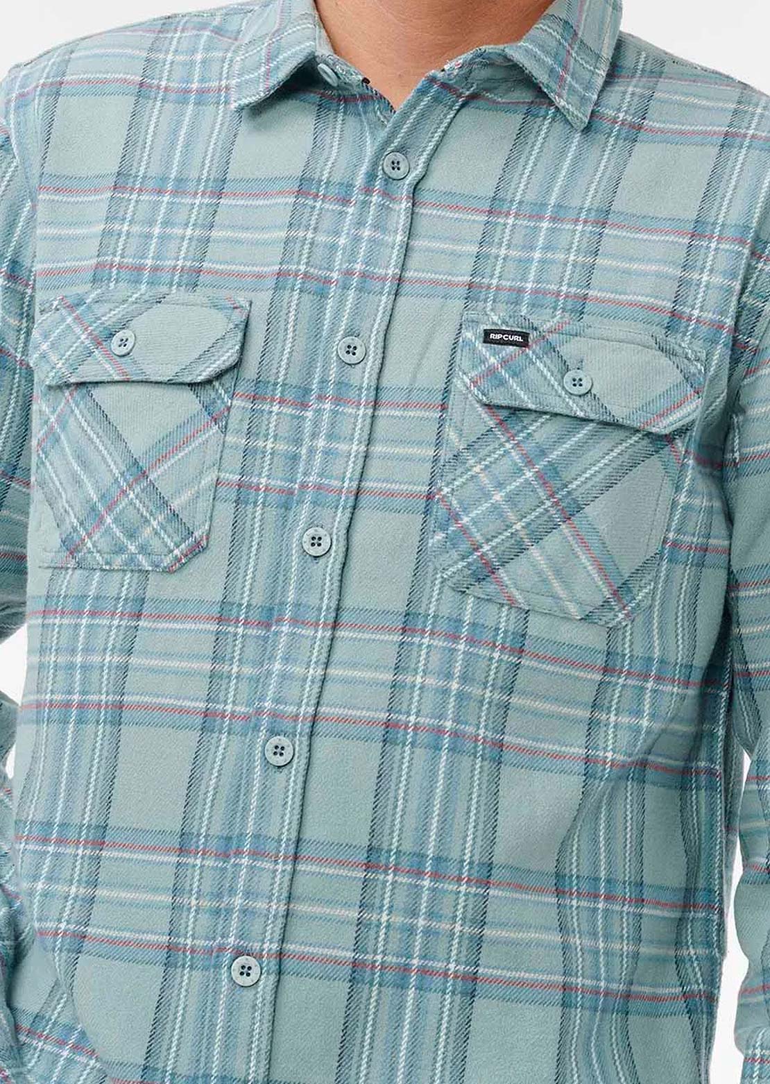 Rip Curl Men's Griffin Flannel Button Up Shirt Blue Lagoon