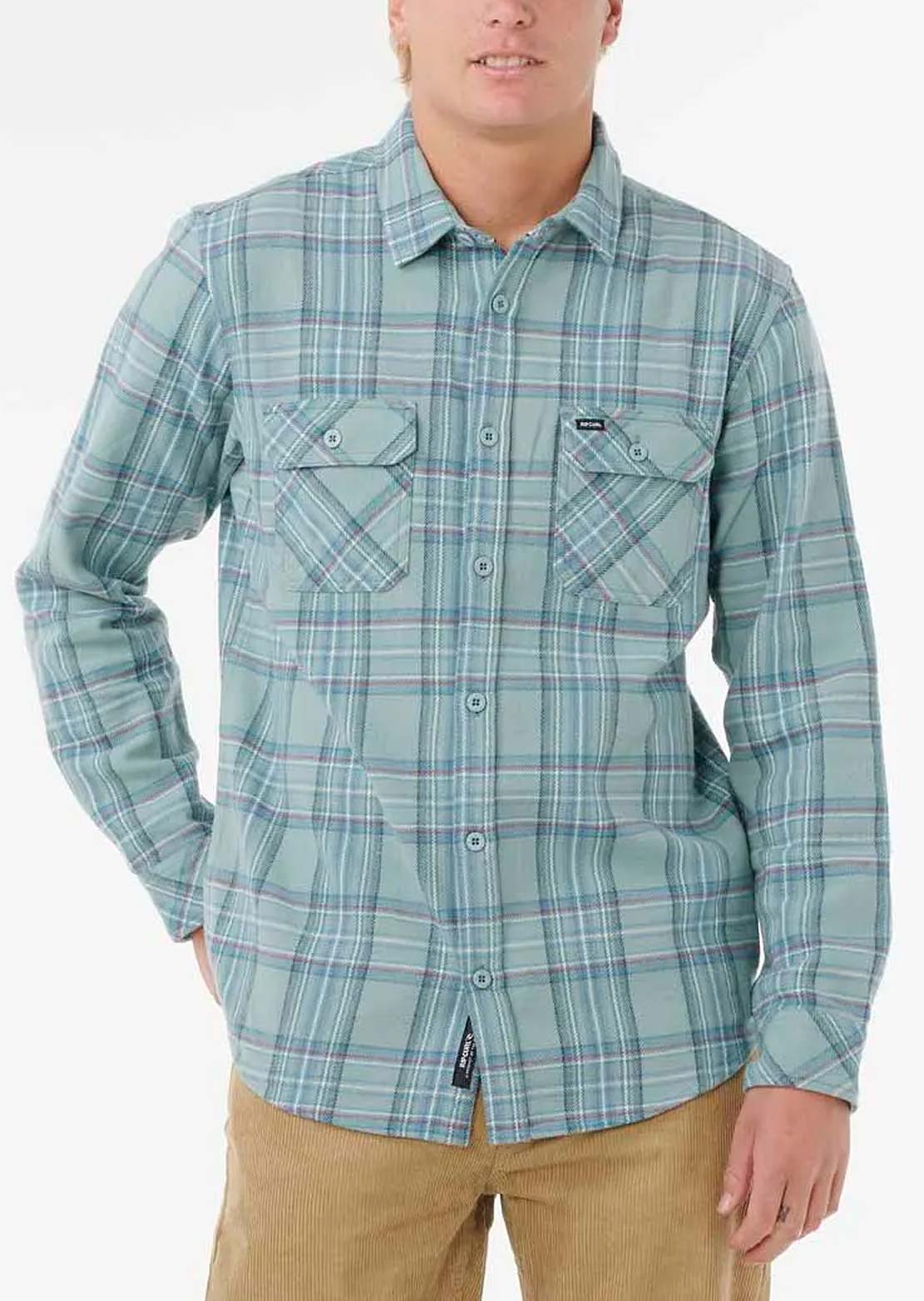 Rip Curl Men's Griffin Flannel Button Up Shirt Blue Lagoon