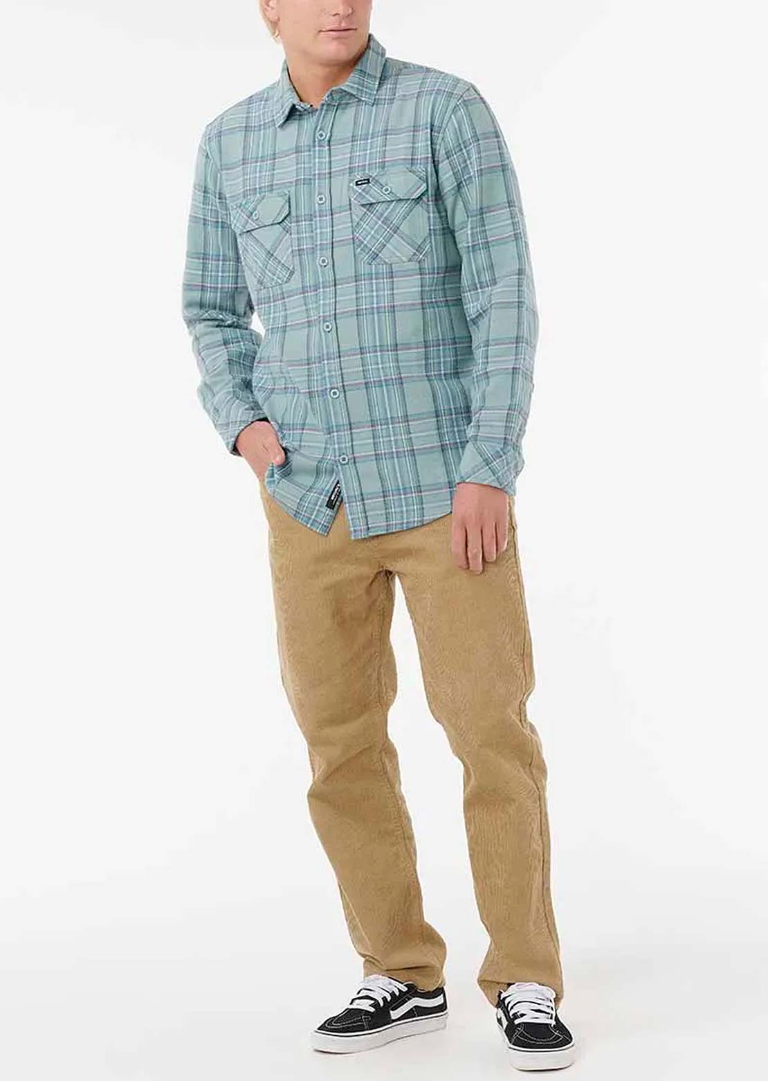 Rip Curl Men's Griffin Flannel Button Up Shirt Blue Lagoon