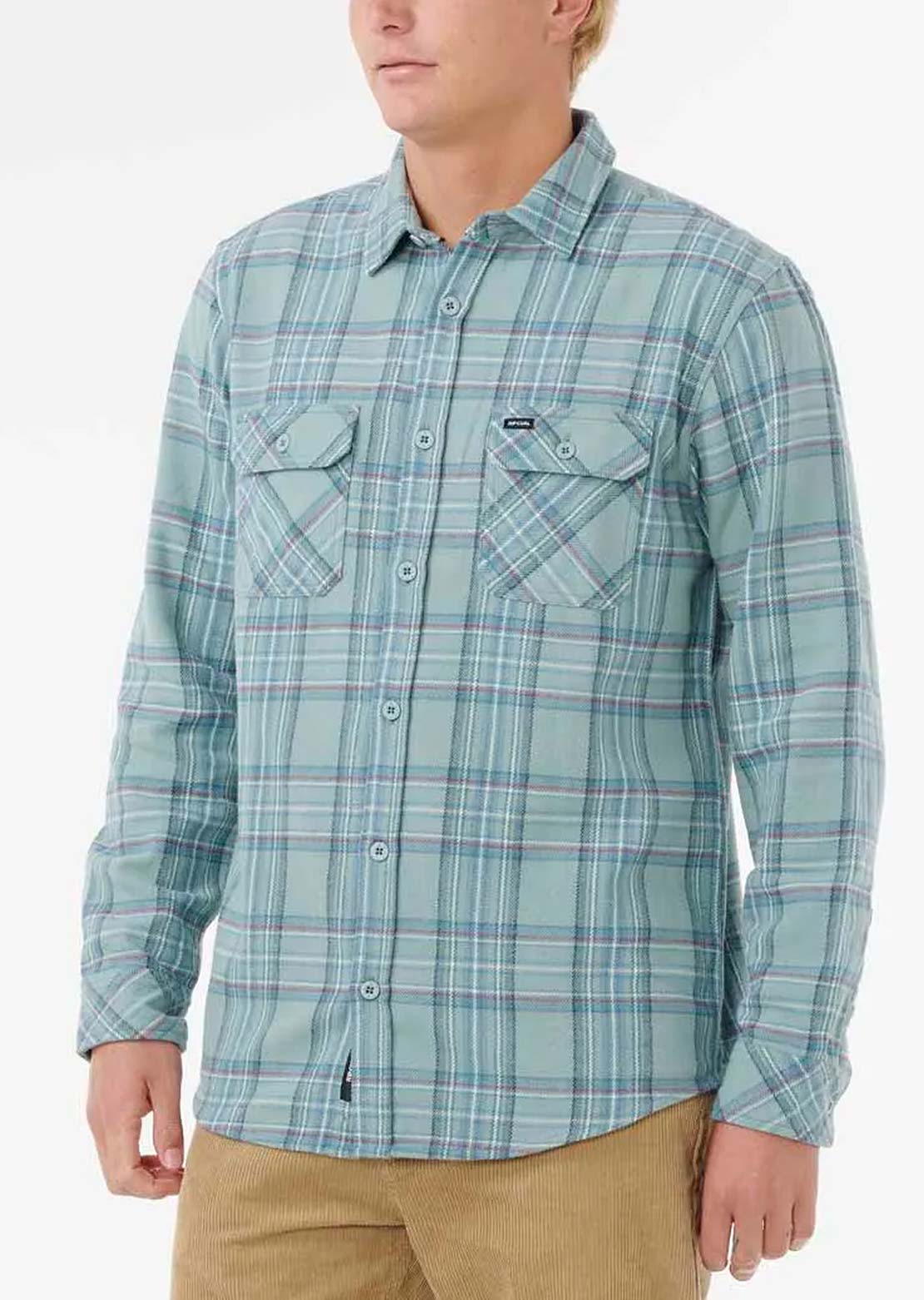 Rip Curl Men's Griffin Flannel Button Up Shirt Blue Lagoon