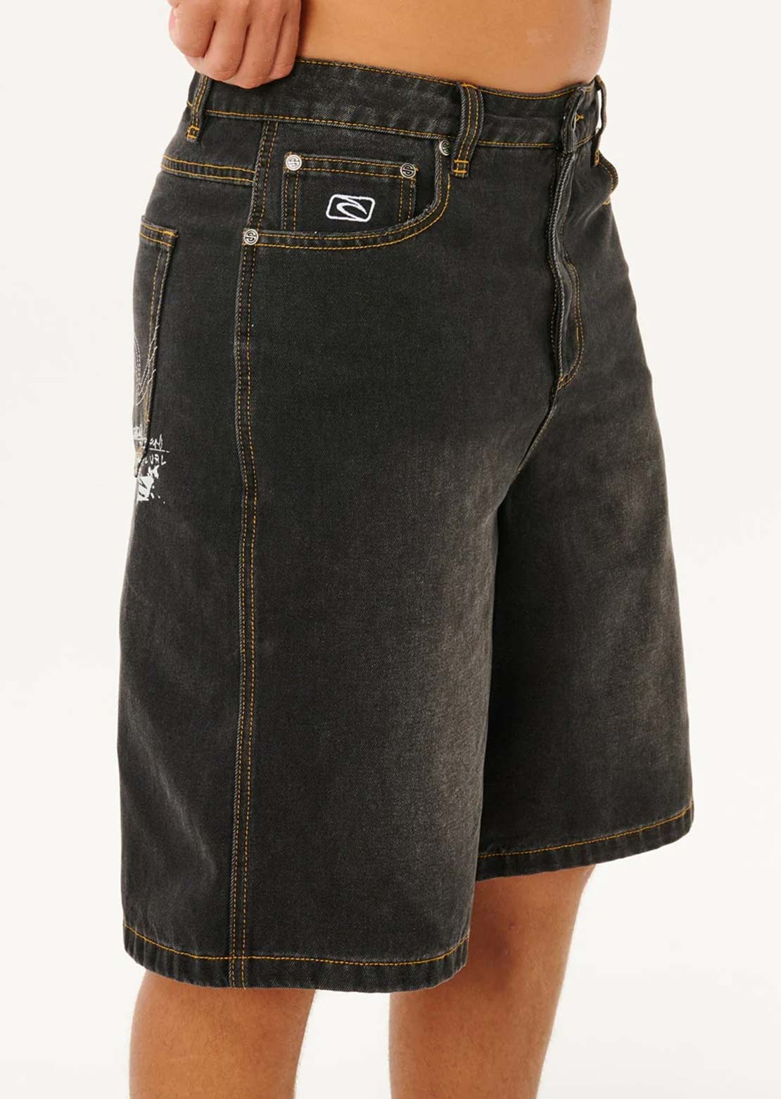 Rip Curl Men's Inner Visions Denim Walkshorts Dark Acid Black