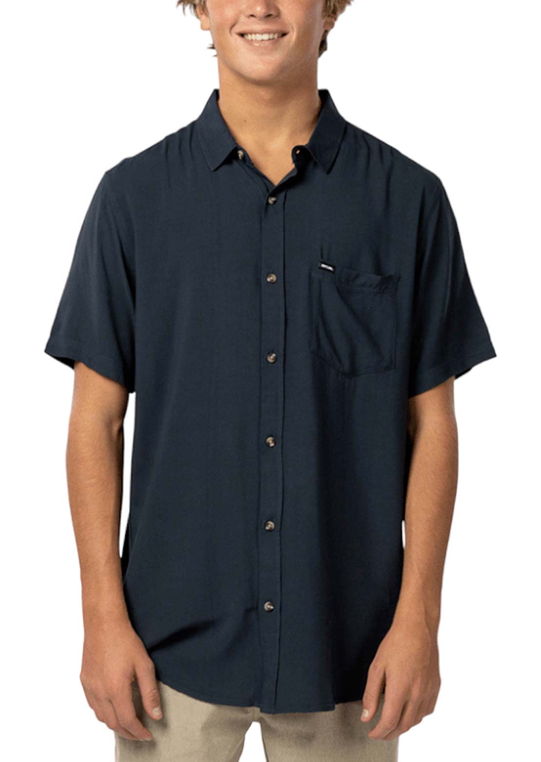 Rip Curl Men's Ourtime Viscose Button Up Shirt Navy