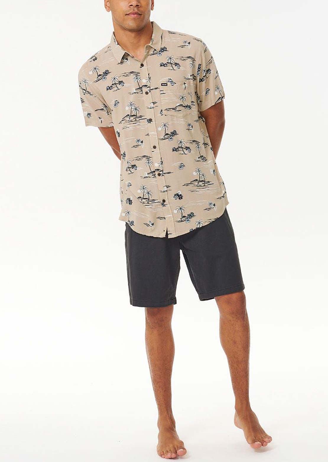 Rip Curl Men's Party Pack Button Up Shirt Taupe