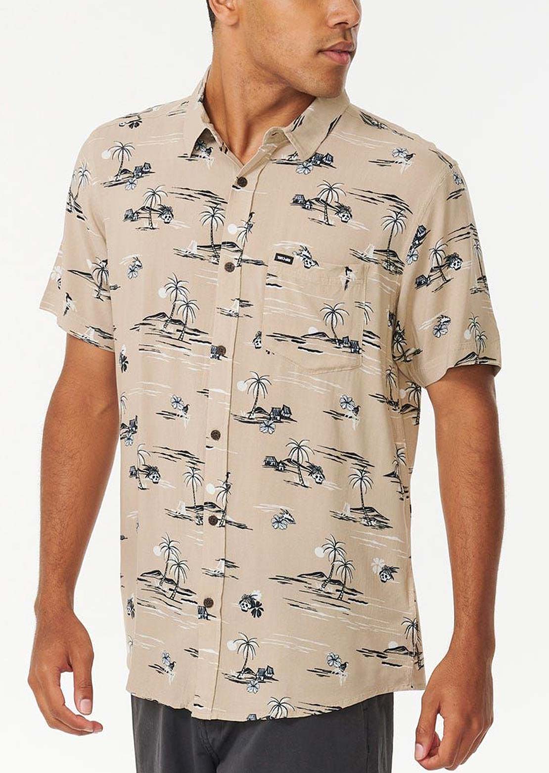Rip Curl Men's Party Pack Button Up Shirt Taupe