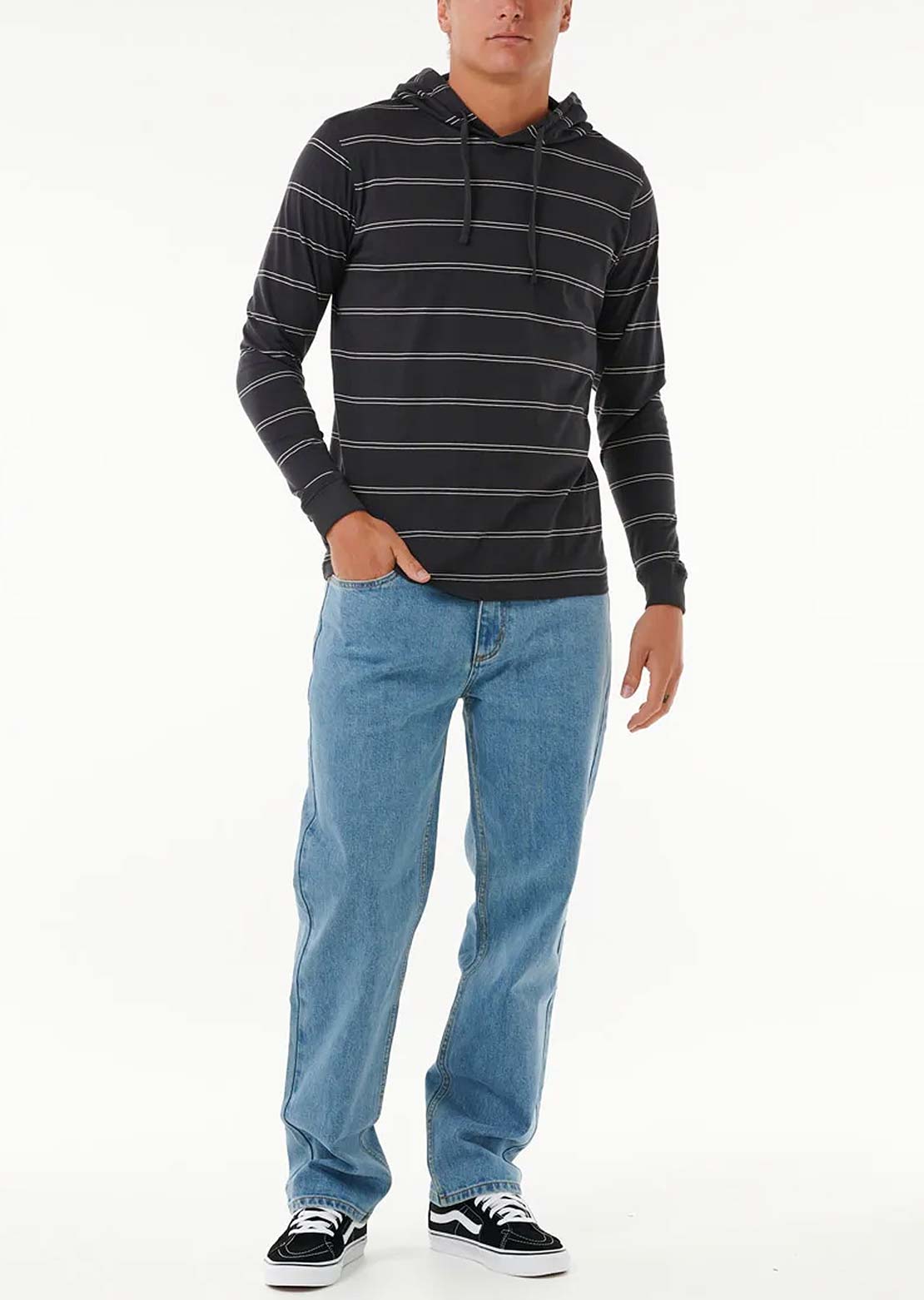 Rip Curl Men's Plain Stripe Hood Washed Black
