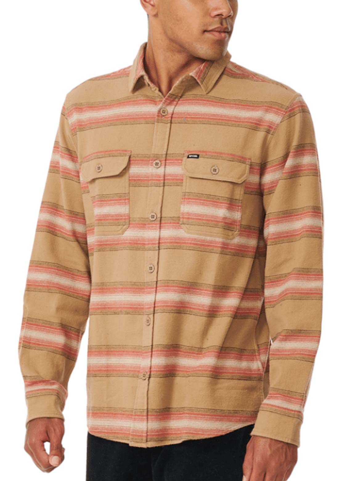 Rip Curl Men's Steamzee Flannel Button Up Shirt Dark Khaki