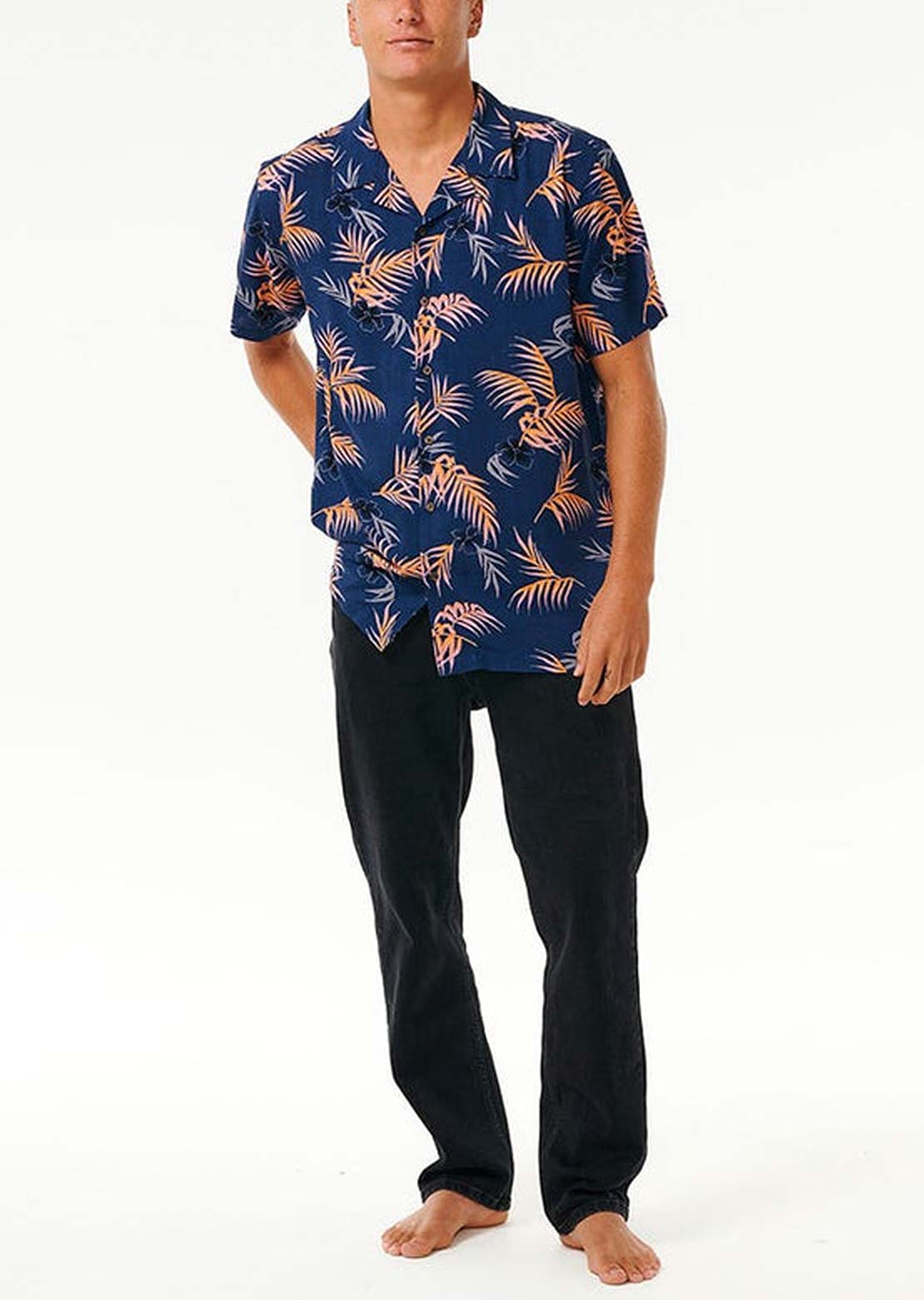 Rip Curl Men's Surf Revival Floral Button Up Shirts Washed Navy