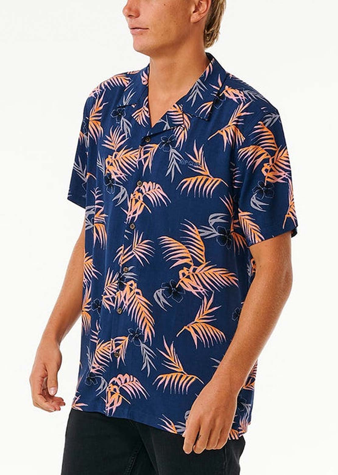 Rip Curl Men's Surf Revival Floral Button Up Shirts Washed Navy
