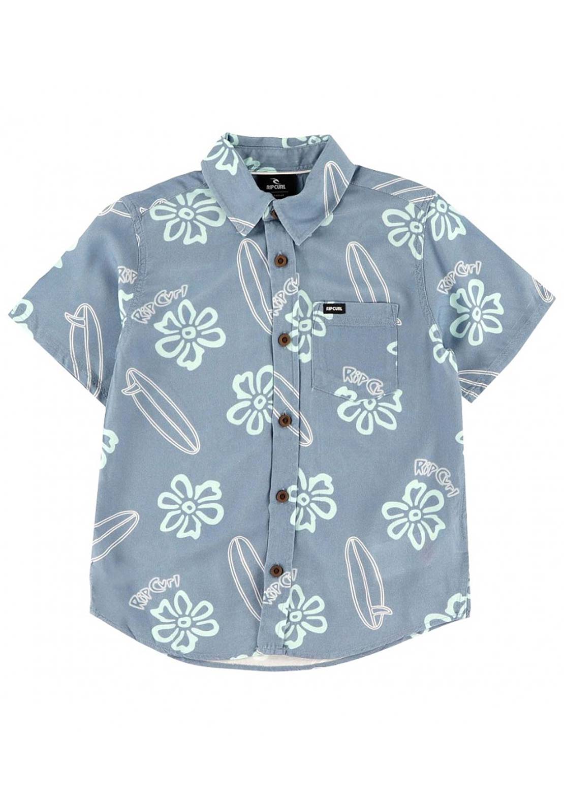 Rip Curl Toddler Ride The Wave Button Up Shirts Faded Denim