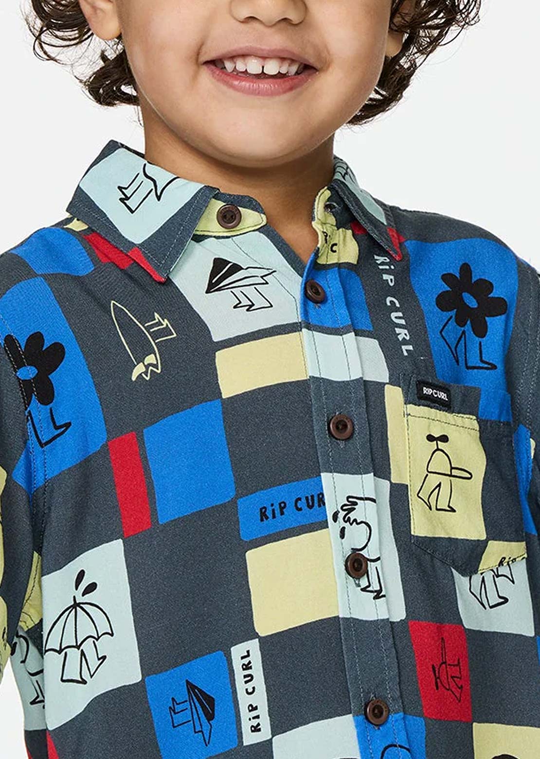 Rip Curl Toddler Surf Check Button Up Shirt Pine Night