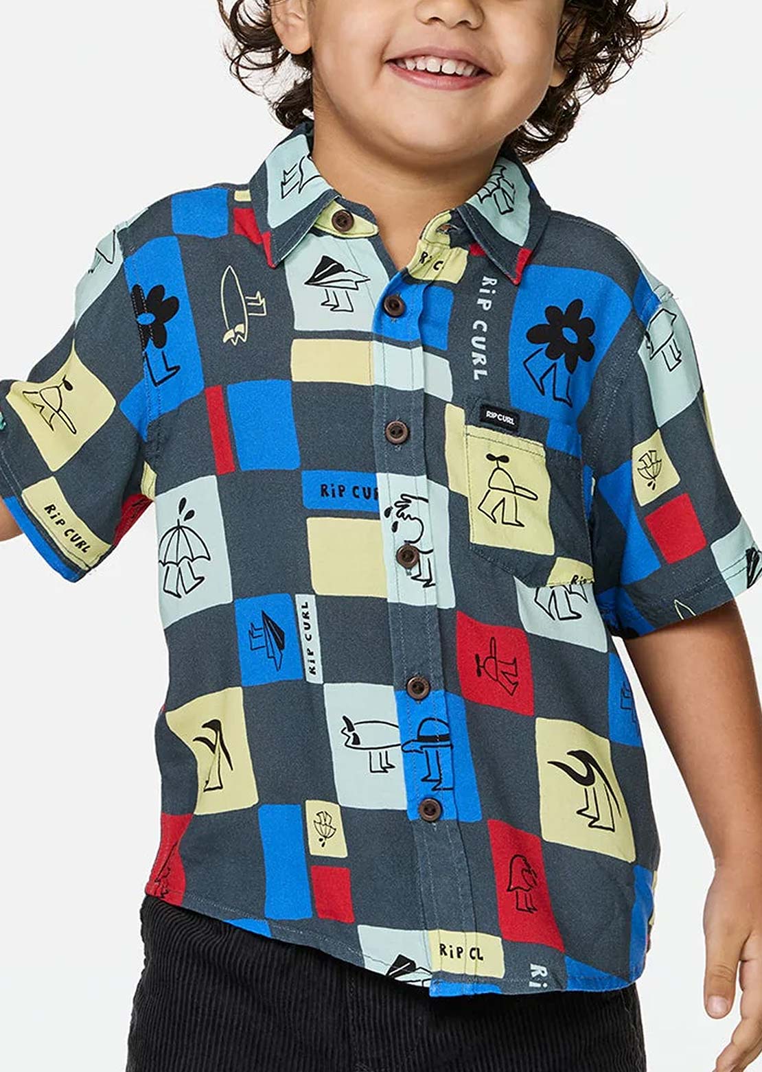 Rip Curl Toddler Surf Check Button Up Shirt Pine Night