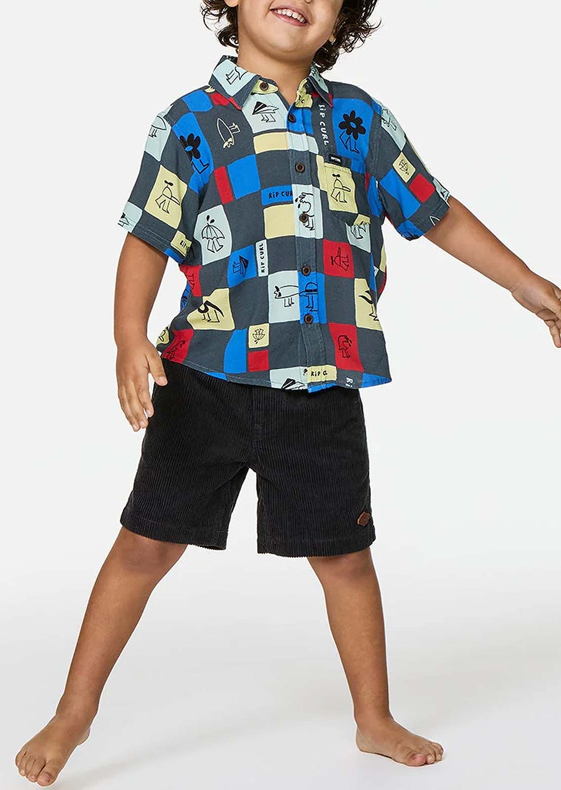 Rip Curl Toddler Surf Check Button Up Shirt Pine Night