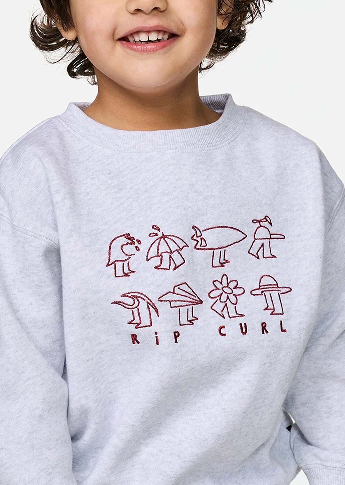 Rip Curl Toddler Surf Check Crewneck Fleece Light Heather Grey