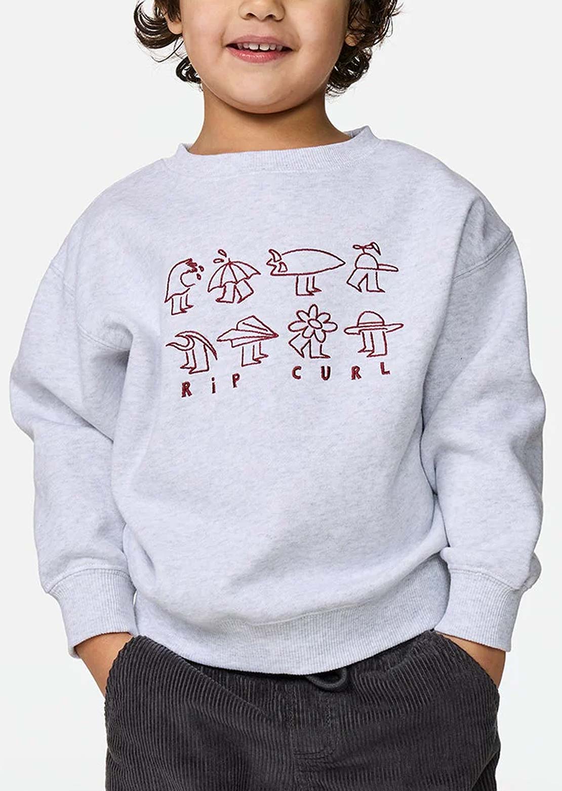 Rip Curl Toddler Surf Check Crewneck Fleece Light Heather Grey