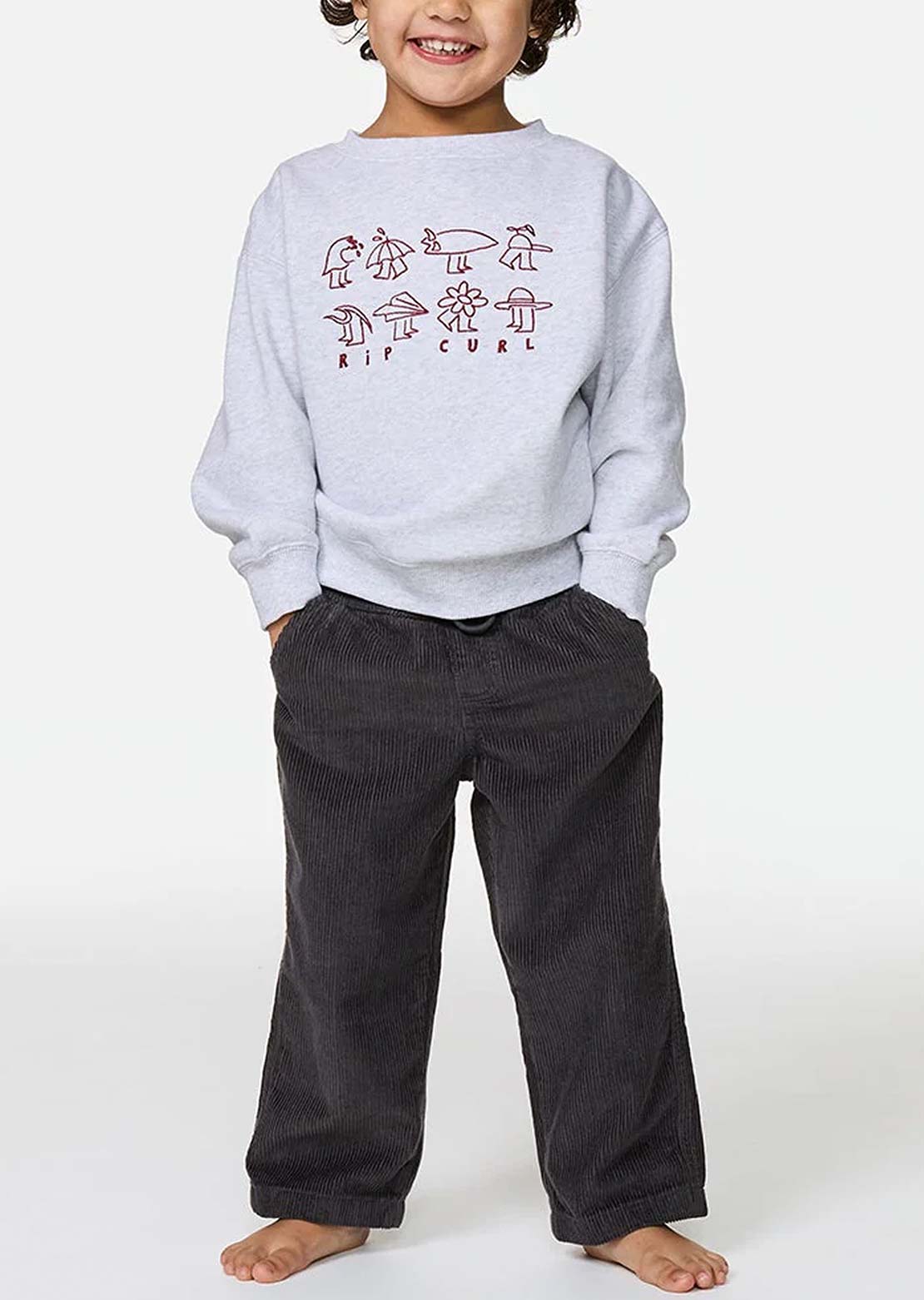 Rip Curl Toddler Surf Check Crewneck Fleece Light Heather Grey