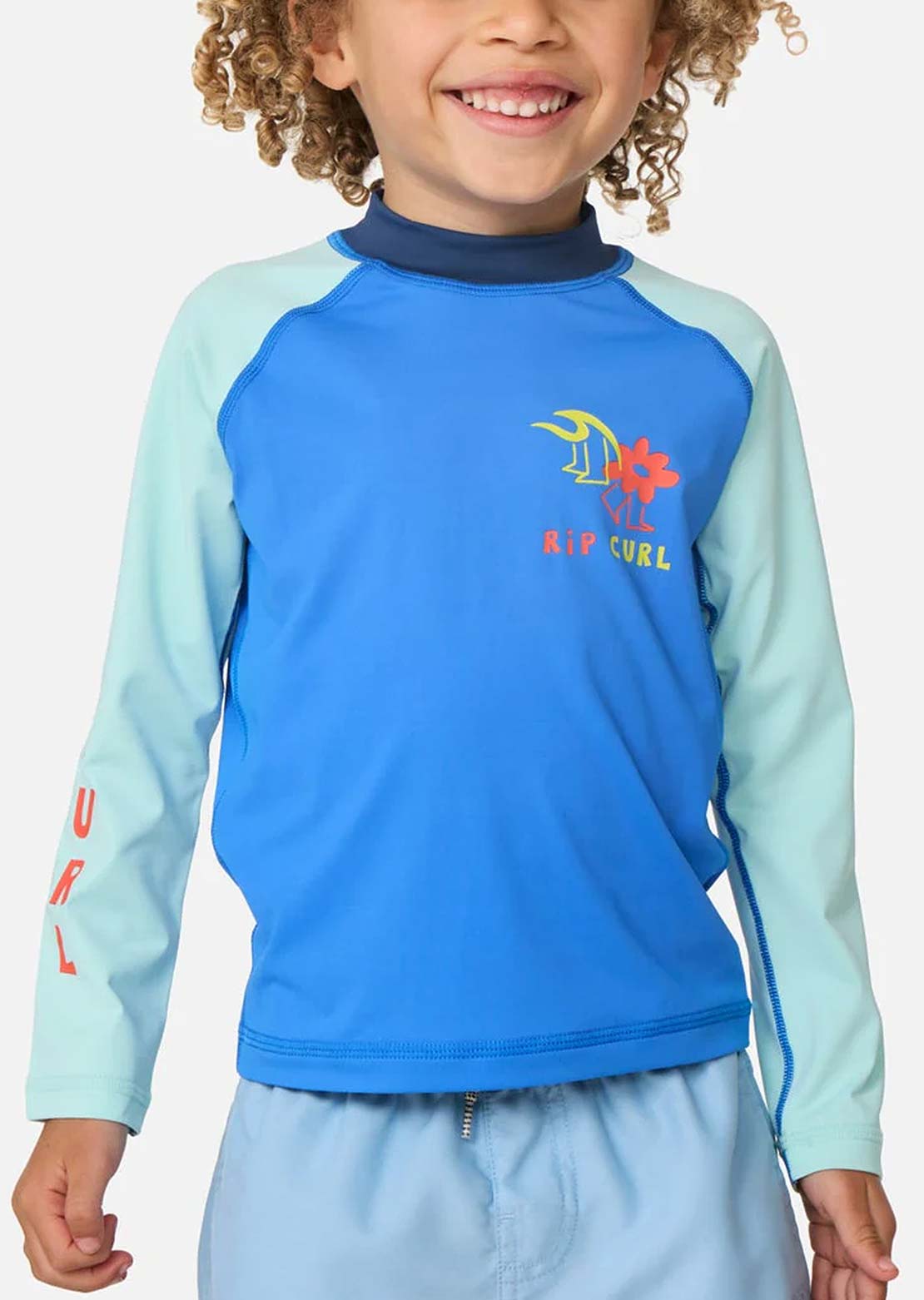 Rip Curl Toddler Surf Check UPF Long Sleeve Rashguard Blue Gum